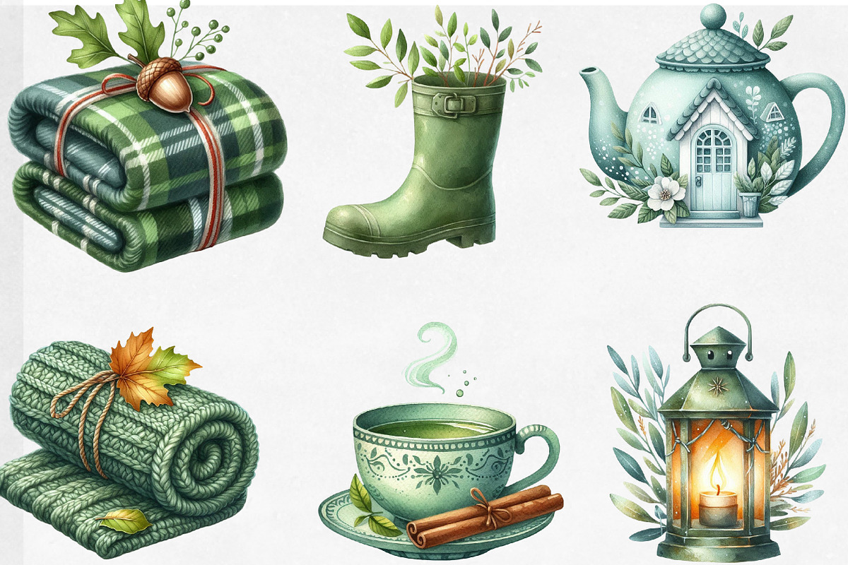 Mint Fresh Green Autumn Clipart, an Illustration by Designking (Photo 4 of 4)