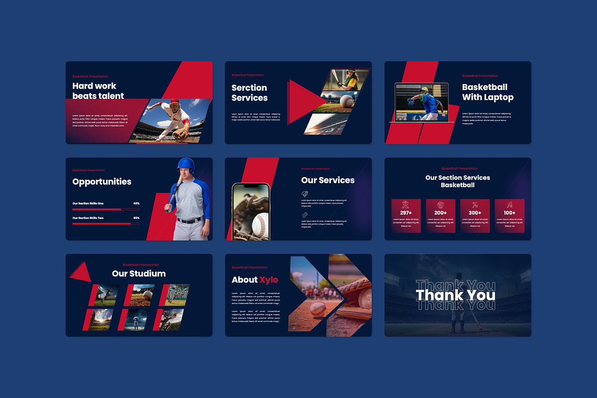 Xylo- Baseball Sports PowerPoint, a Presentation Template by Premast (Photo 3 of 4)