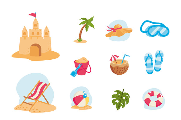 Summer Beach Illustrations Set preview 2