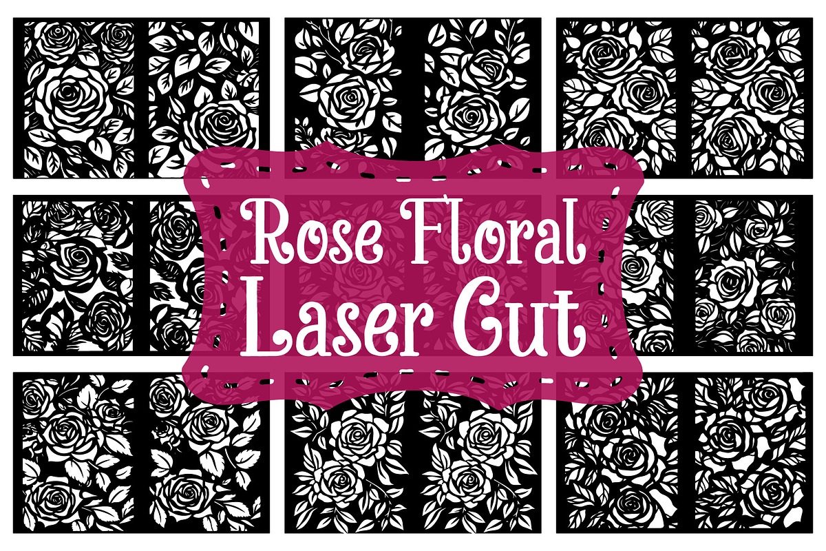 Rose Floral Laser Cut Panel Bundle, an Illustration by Gfx_Store