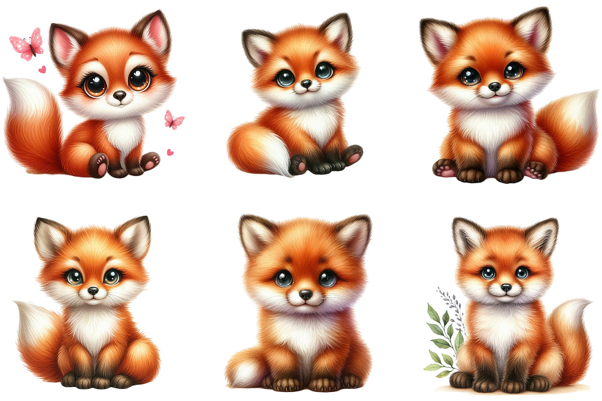 Cute Kawaii Kit Fox Clipart, an Illustration by DreamArtGraphic (Photo 4 of 4)