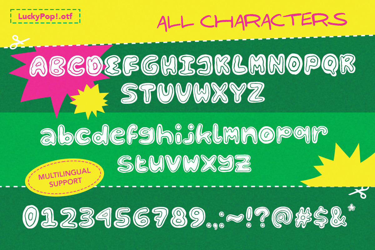 Lucky Pop! Display Font, a Handwritten Font by Sloulyfe (Photo 5 of 9)