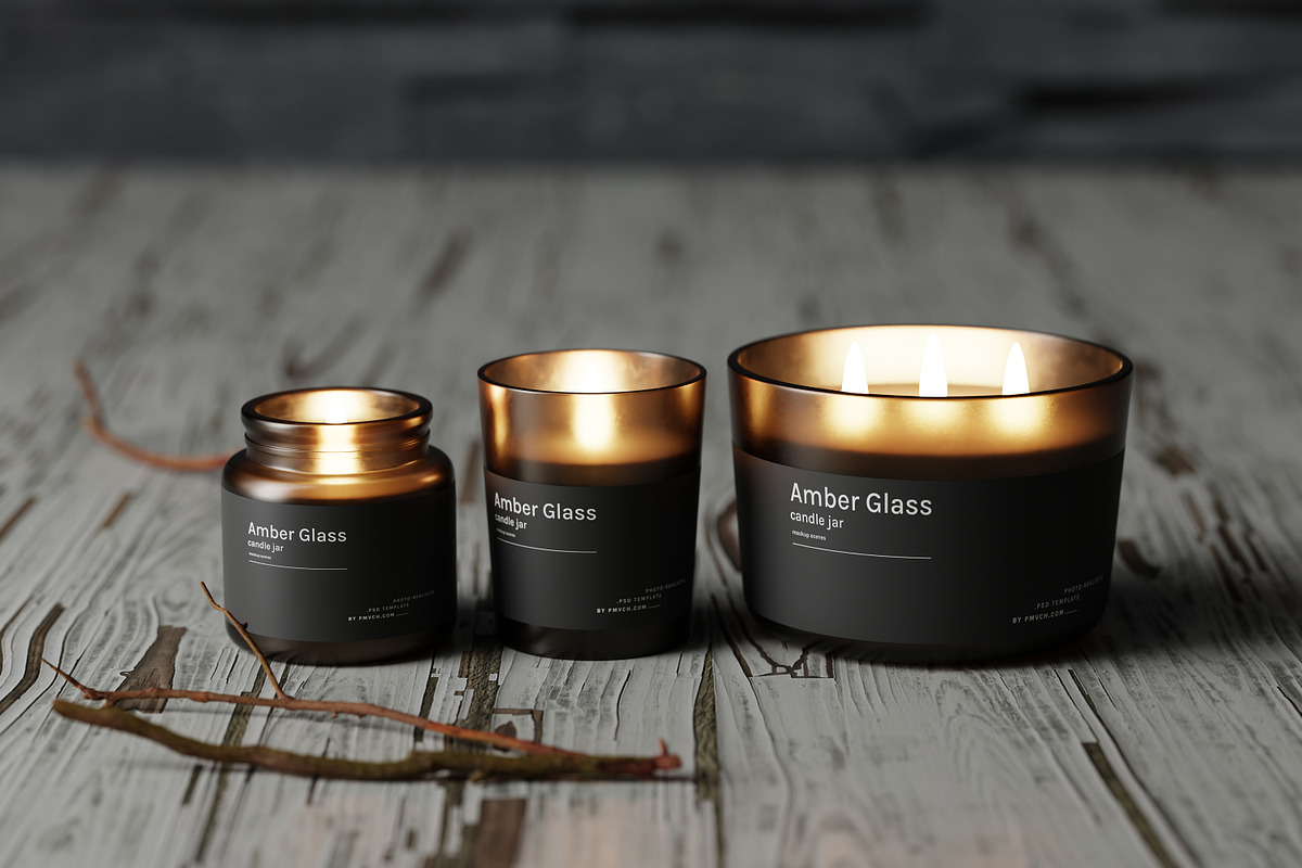 Amber Glass Candle Mockup Kit, a Merchandise Mockup by pmvch (Photo 23 of 27)