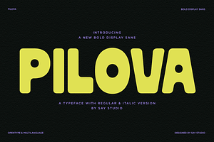 Pilova - Bold Groovy Display Font, a Sans Serif Font by Say Studio