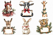 Animals Holding Merry Christmas Sign, an Illustration by Craft Nest (Thumbnail 5 of 6)