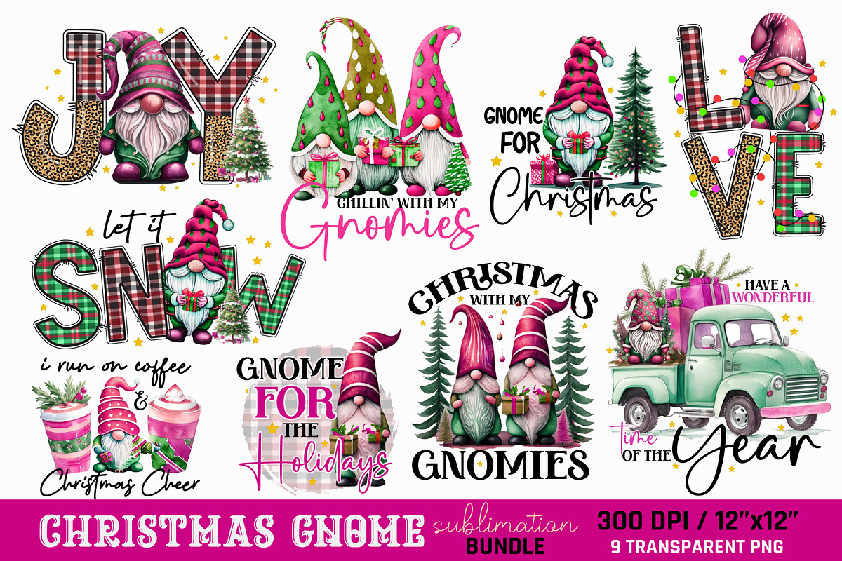 Christmas Gnome Sublimation Bundle, a Graphic by craftartstudio (Photo 1 of 8)