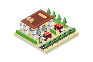 Gas station isometric, an Illustration by Mark1987