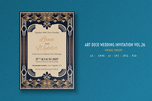 Art Deco Wedding Invitation Vol.26, an Invitation Template by Bewalrus Studio