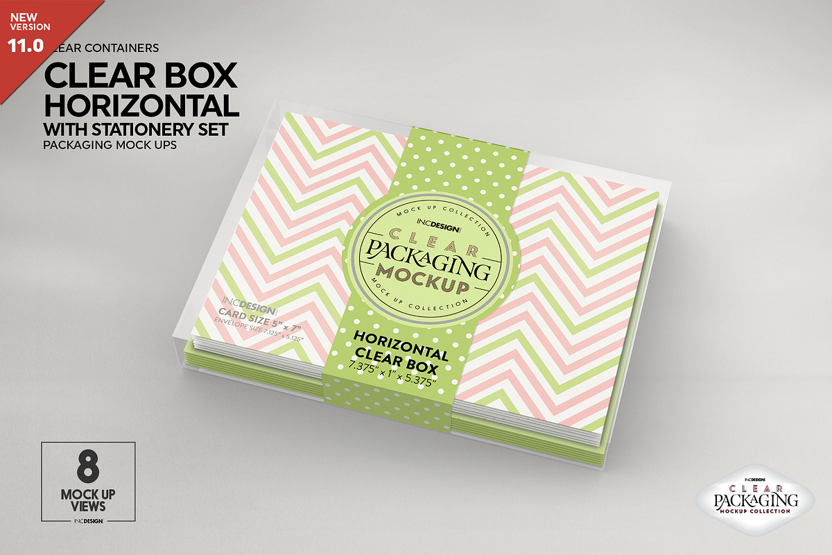 Clear Box with Stationery Set Mockup, a Packaging Mockup by INCDesign (Photo 1 of 19)