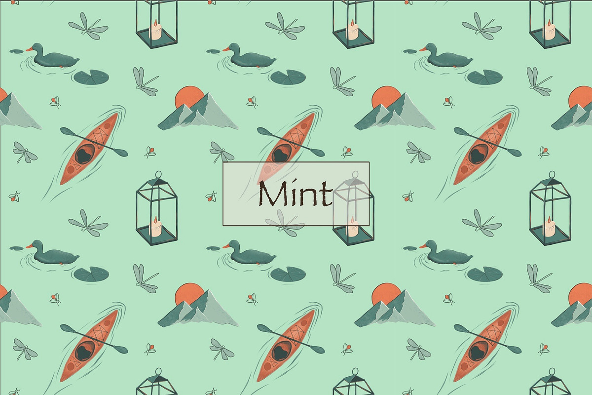 Lake Day Seamless Repeat Pattern, a Pattern Graphic by Forest Lily (Photo 4 of 11)