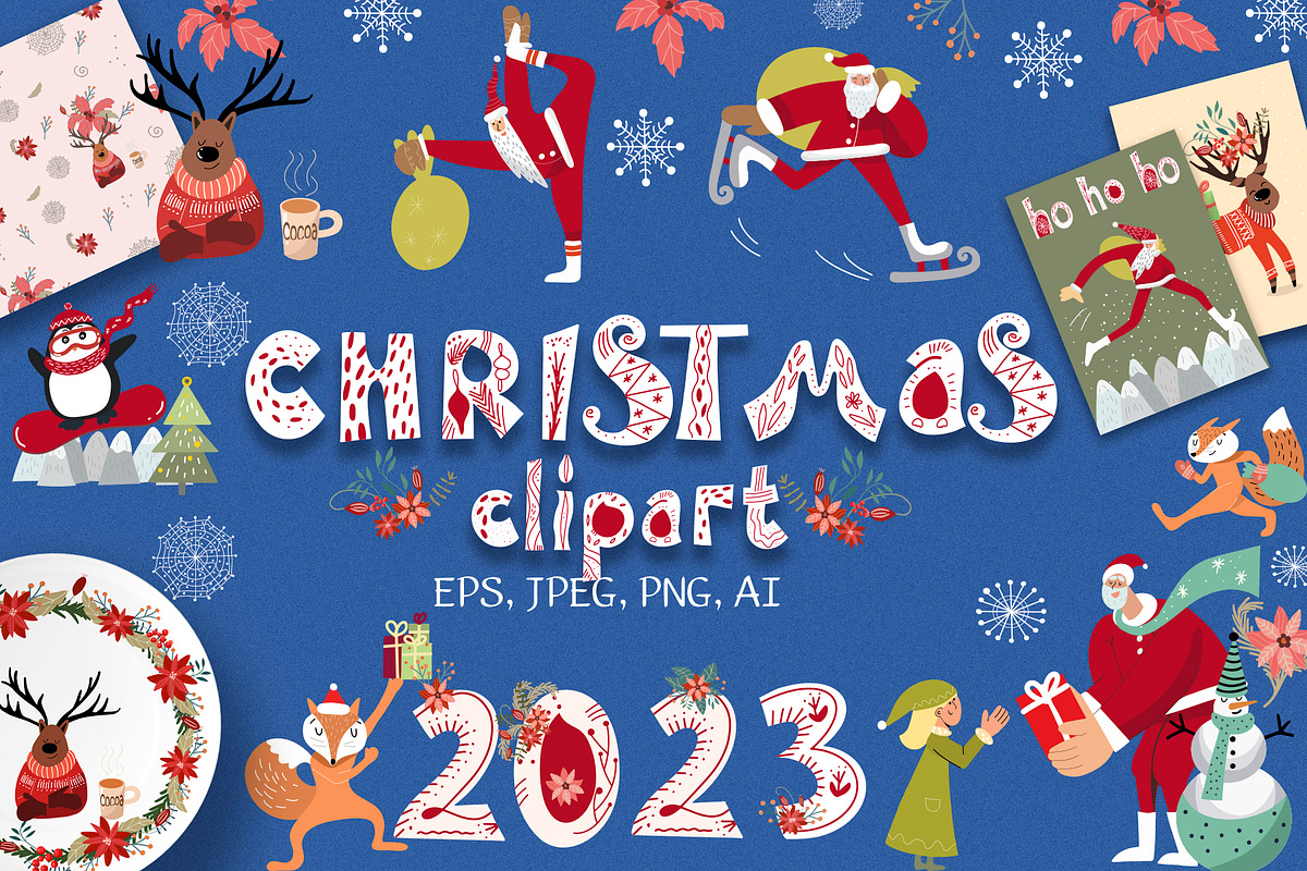 Christmas hand drawn clipart, an Animal Illustration by NataLyaroArt (Photo 1 of 13)