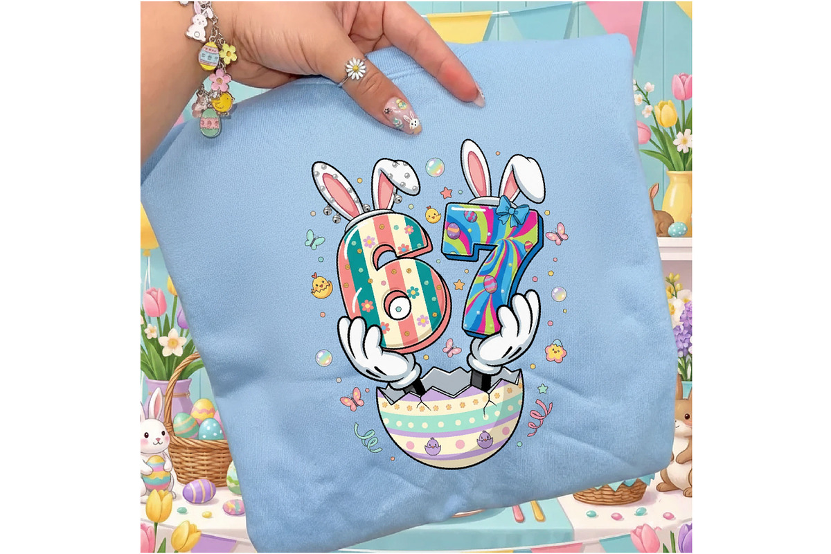 Funny 67 Easter Bunny Ears PNG, an Illustration by Designking (Photo 1 of 6)