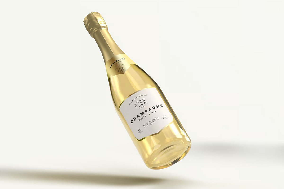 Champagne Bottle Mock-up, a Product Mockup by zippypixelstudio (Photo 3 of 16)