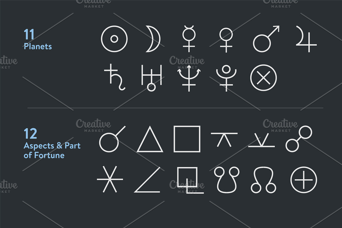 Astrology Icon Set, an Icon by Scrawley Scribbles
