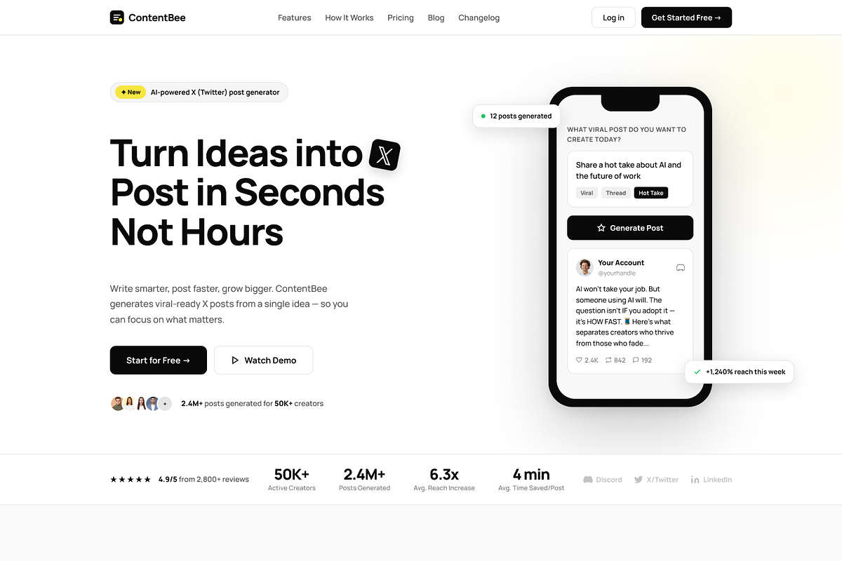 Ai Content Generation Website Figma, a Landing Page Template by Hammad Arif (Photo 2 of 5)