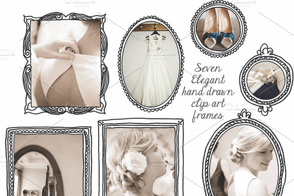 Elegant Hand Drawn Doodle Frames, an Illustration by Printable Wisdom