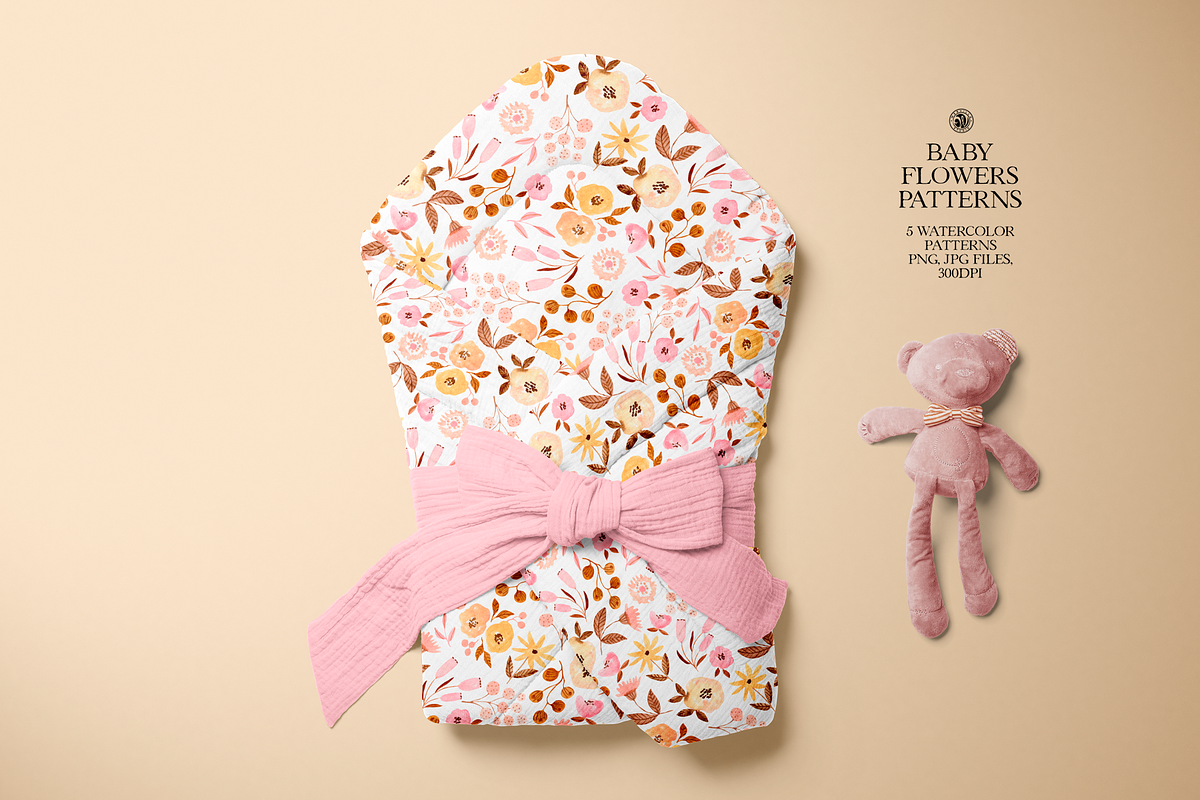 Baby Flowers Watercolor Patterns, a Pattern Graphic by Webvilla Studio (Photo 4 of 9)