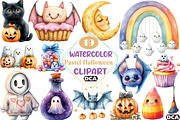 Cute Pastel Halloween Clipart Bundle, an Illustration by DreamCafeArt (Thumbnail 1 of 6)