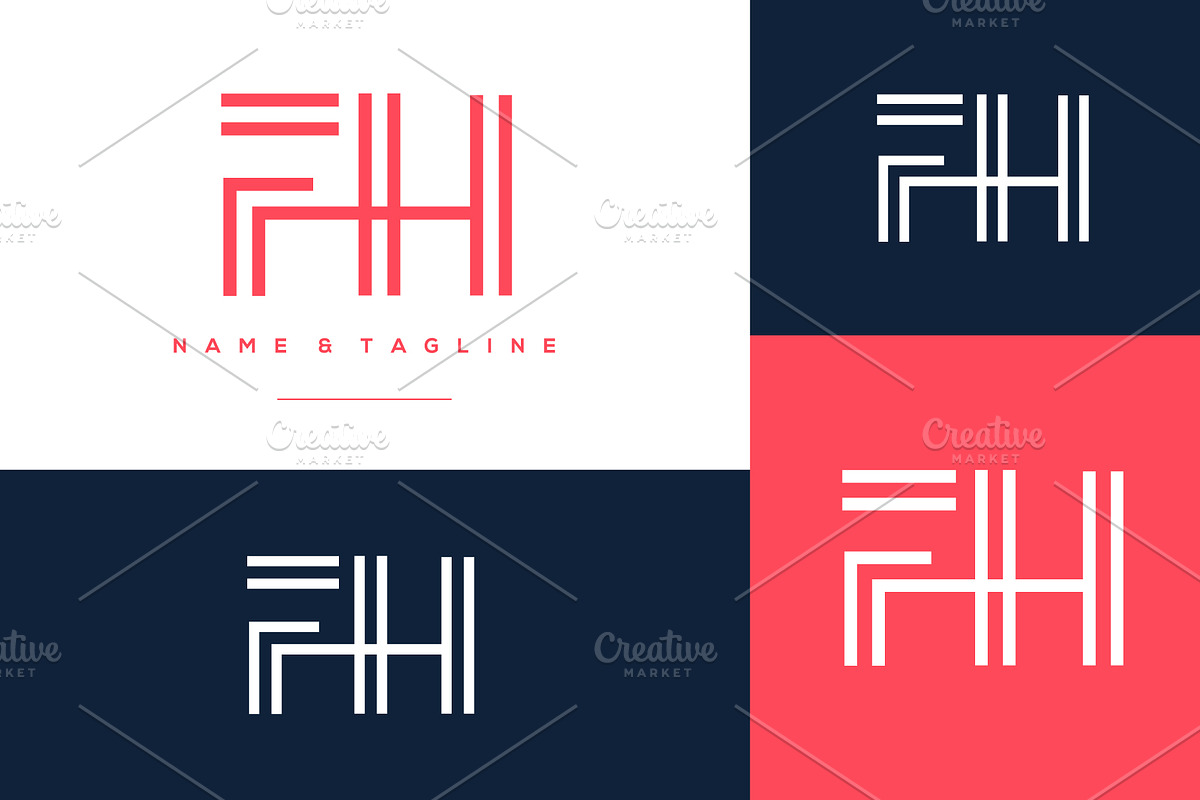 Monogram icon logo FH, a Branding & Logo Template by idesign_4u