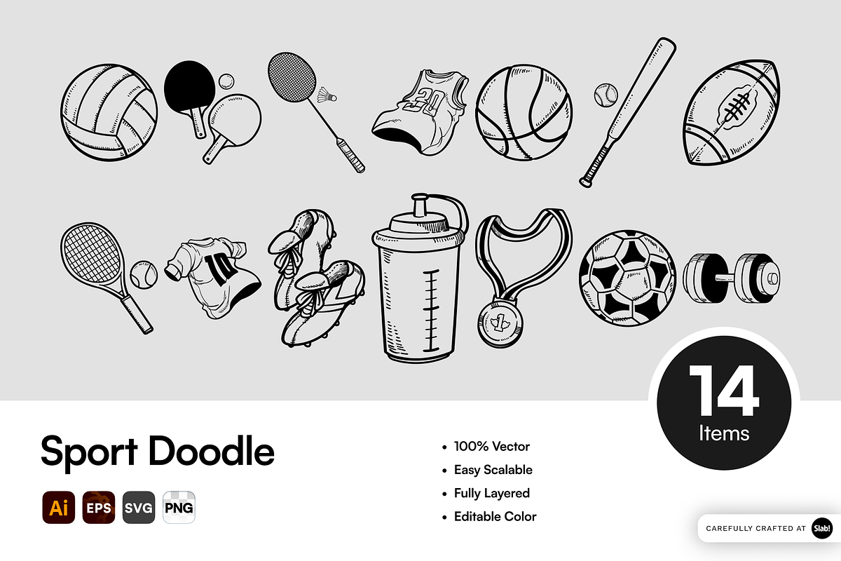 Sport Doodle Illustration, a Sport Illustration by SLAB! Design