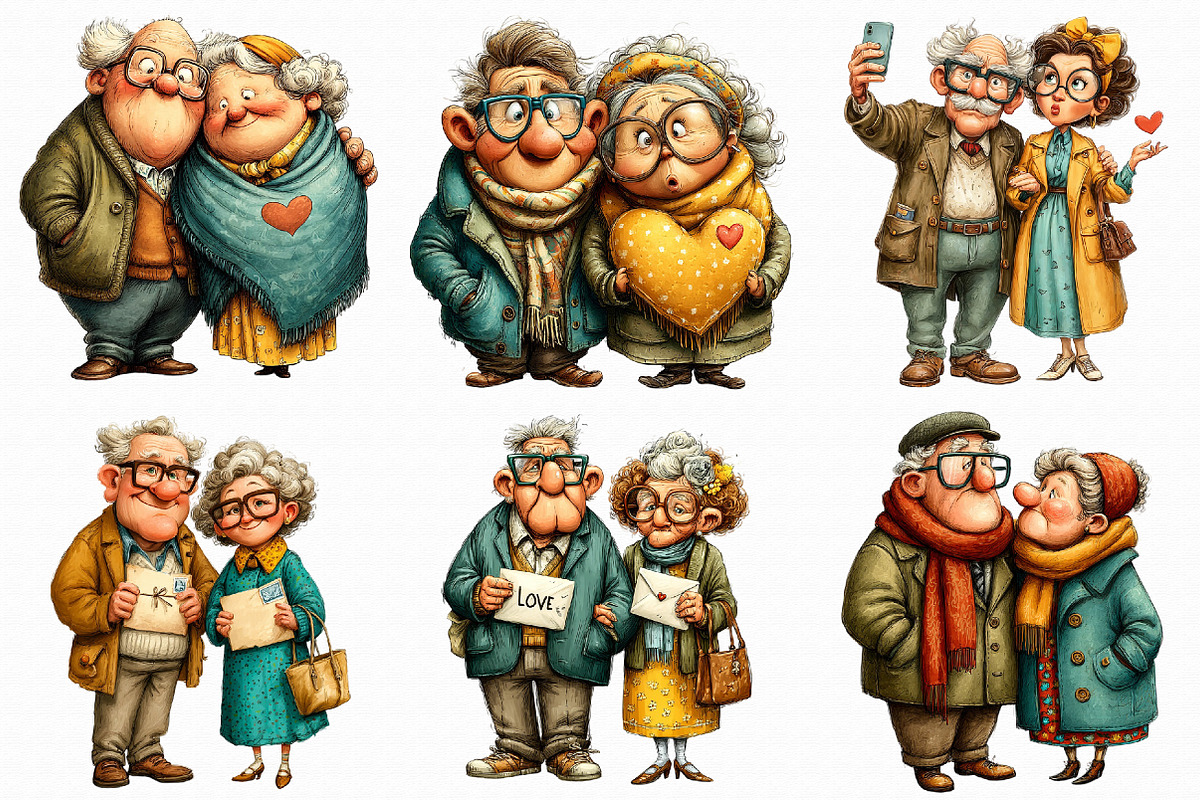 Whimsical Valentine Old Couple Clipa, an Illustration by Libby Wishes (Photo 5 of 7)