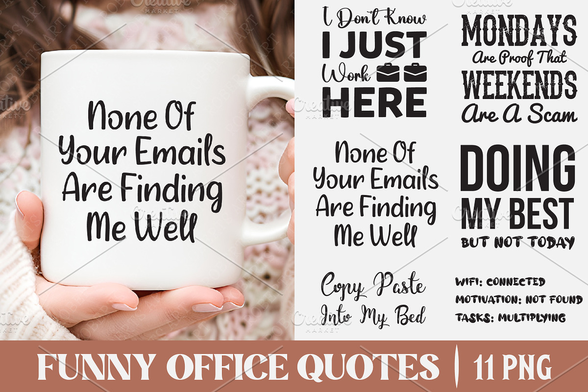 Funny Office Quotes SVG PNG Bundle, an Illustration by RobertsArt