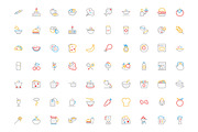 300 Food Colored Line Icons, an Outline Icon by Creative Stall (Thumbnail 2 of 5)
