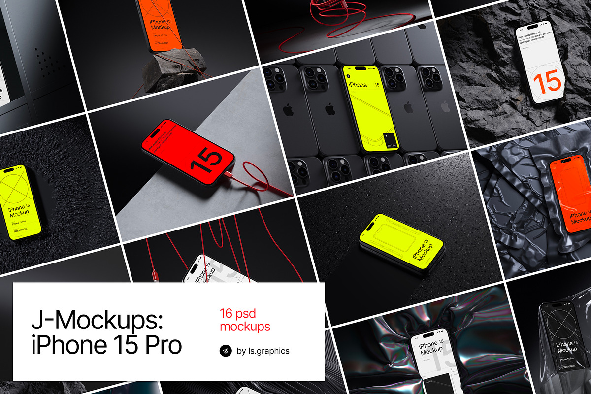 J-Mockups: iPhone 15 Pro, an iPhone Mockup by ls.graphics (Photo 1 of 10)