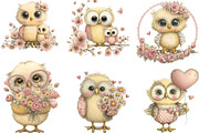 Whimsical Mother's Day Owl Clipart, an Illustration by Designking (Thumbnail 3 of 5)