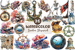 Collection a Sunken Shipwrek Clipart, an Illustration by CreationArt