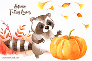 Autumn falling leaves, an Animal Illustration by Colibri Watercolor (Thumbnail 3 of 10)
