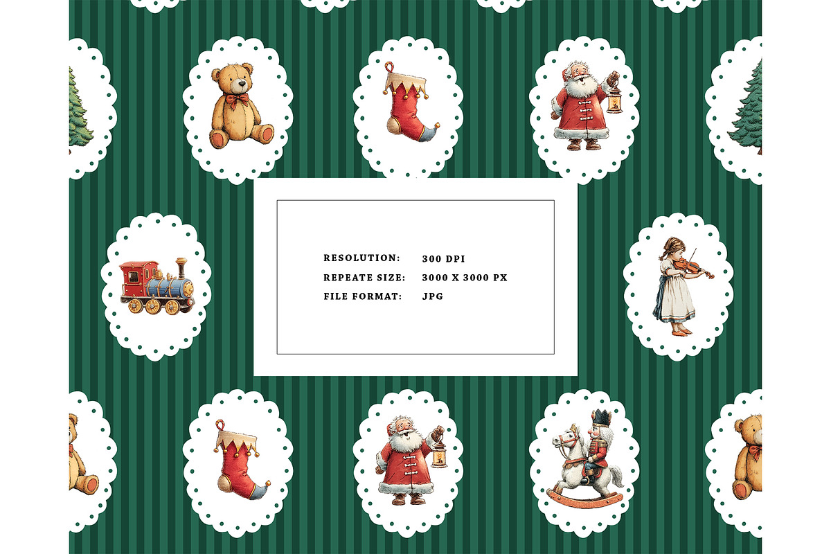 Vintage Christmas nostalgic pattern, a Texture Graphic by Milatoo (Photo 4 of 6)