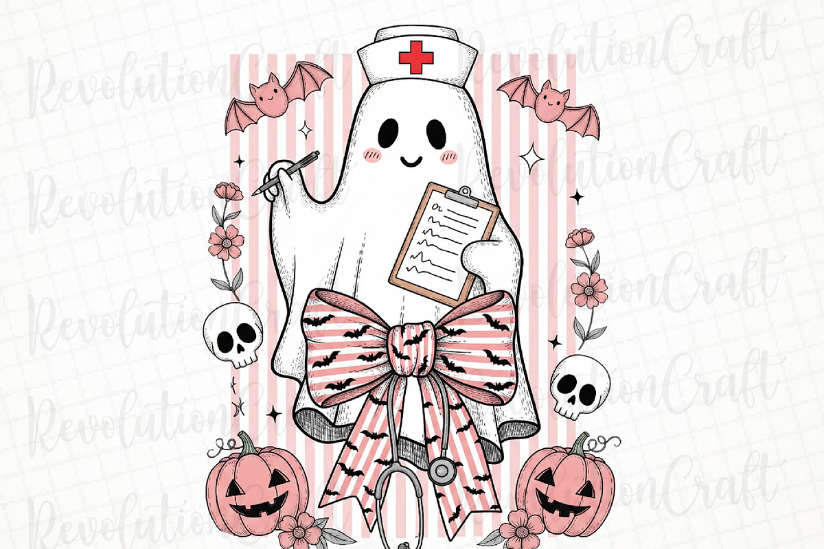 Nurse Halloween Coquette Cute Ghost, an Illustration by OK Design (Photo 1 of 3)