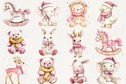 Baby’s 1st Pink Christmas Clipart, an Illustration by NadiaTheronArt (Thumbnail 3 of 4)
