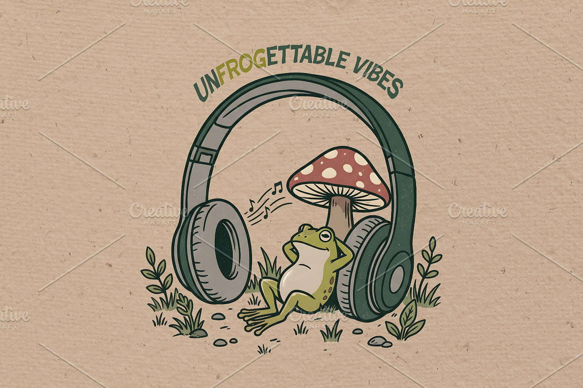 Un-frog-ettable vibes illustration, an Animal Illustration by Vectorlina (Photo 1 of 4)