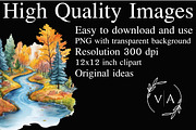 Watercolor Fall Scenery Clipart, an Illustration by Craft Nest (Thumbnail 2 of 4)