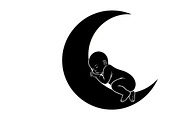 Adorable sleeping moon baby decor, an Illustration by Amazin_art (Thumbnail 7 of 25)
