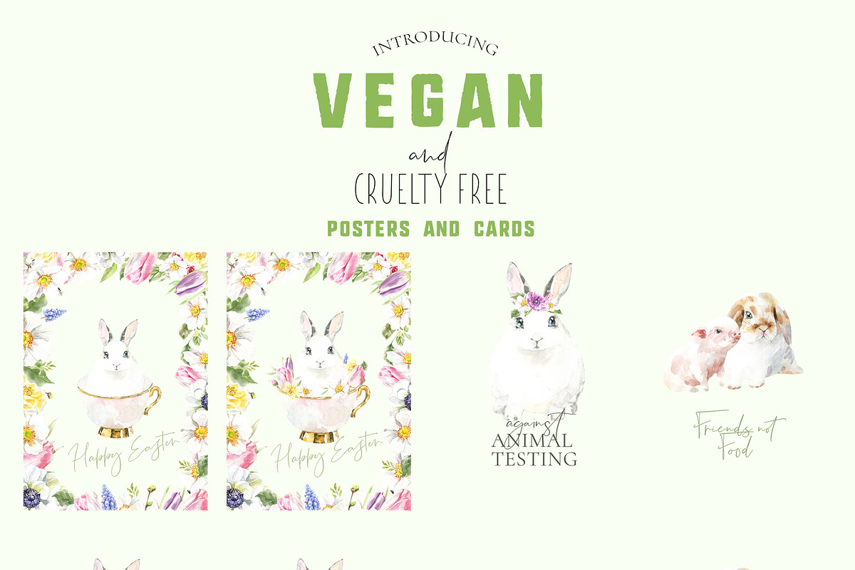 Vegan Cruelty Free Animals Stickers, an Object Graphic by Catherine Wheel (Photo 10 of 12)