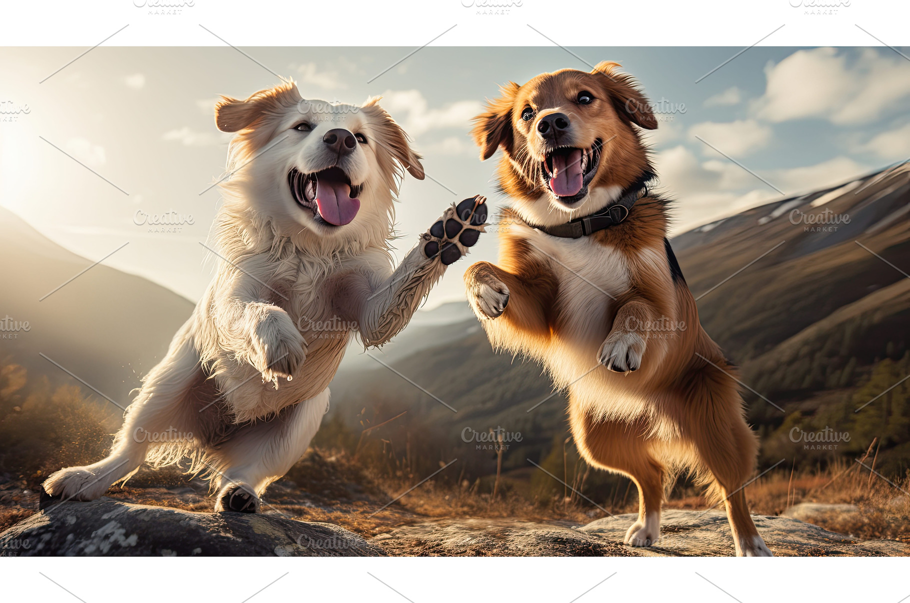 tricks dogs high fiving ai generated, a Technology Photo by pikepicture