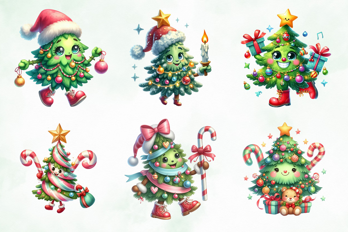 Kawaii Christmas Tree Character PNG, an Illustration by Creative Art (Photo 2 of 5)
