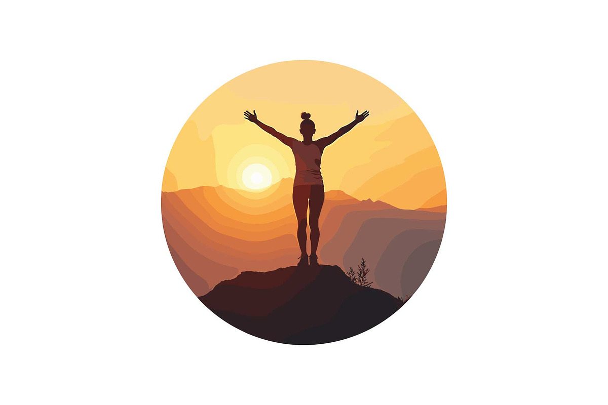 Sunset Mountain Victory Silhouette, an Object Graphic by yasushie (Photo 8 of 16)