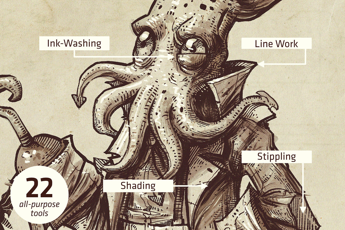 Squid Brush Pack for Procreate, a Brush Add-On by Frankentoon Store (Photo 3 of 7)