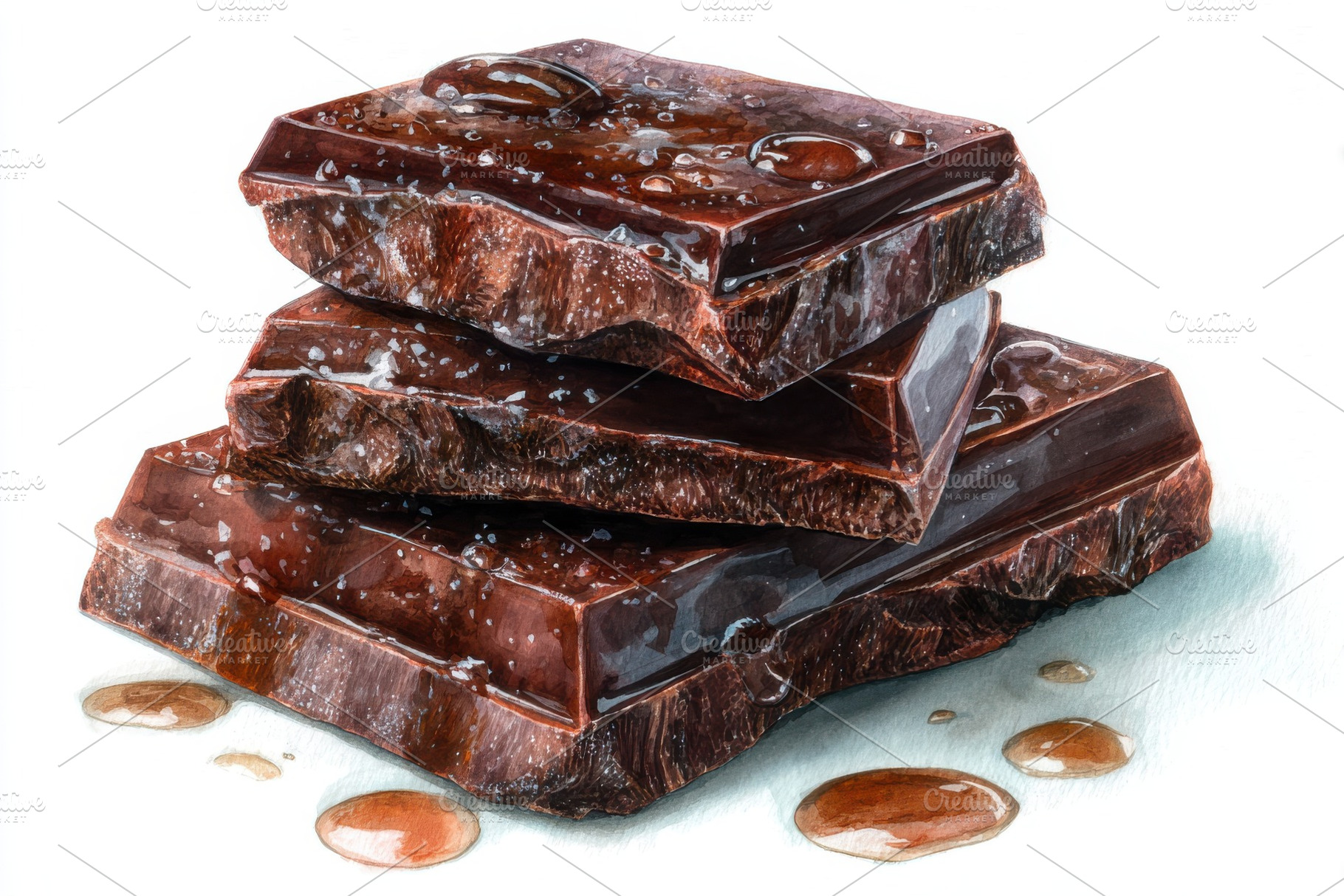 Dark Chocolate Pieces Stack Melted D, a Photo by Pixeness Studio