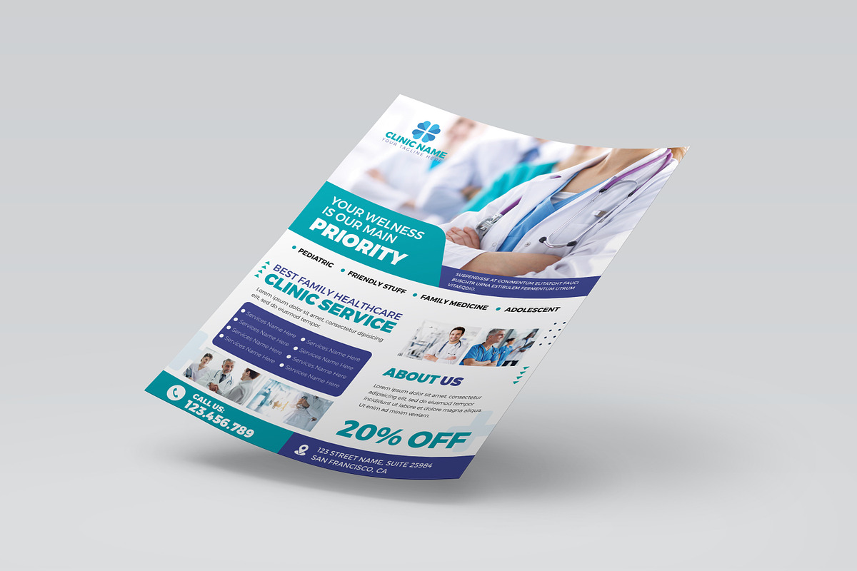 Healthcare Clinic Promotional Flyer, a Flyer Template by Designscozy (Photo 3 of 5)