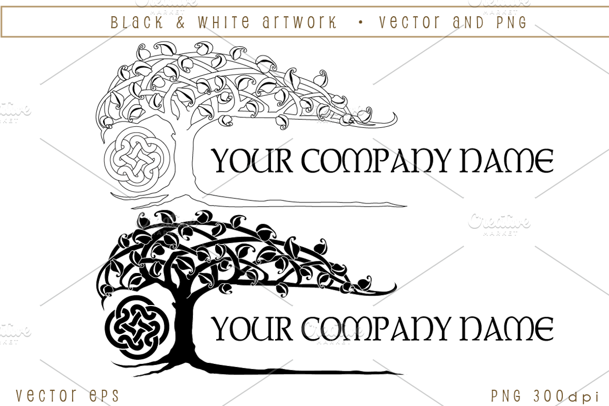 Celtic Logo Leafy Tree, a Work Illustration by AonCelticArt