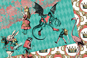 Coral & Turquoise Alice Graphics, an Illustration by Digital Curio (Thumbnail 3 of 4)
