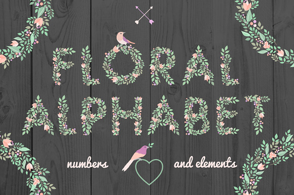 Floral alphabet and elements preview 7