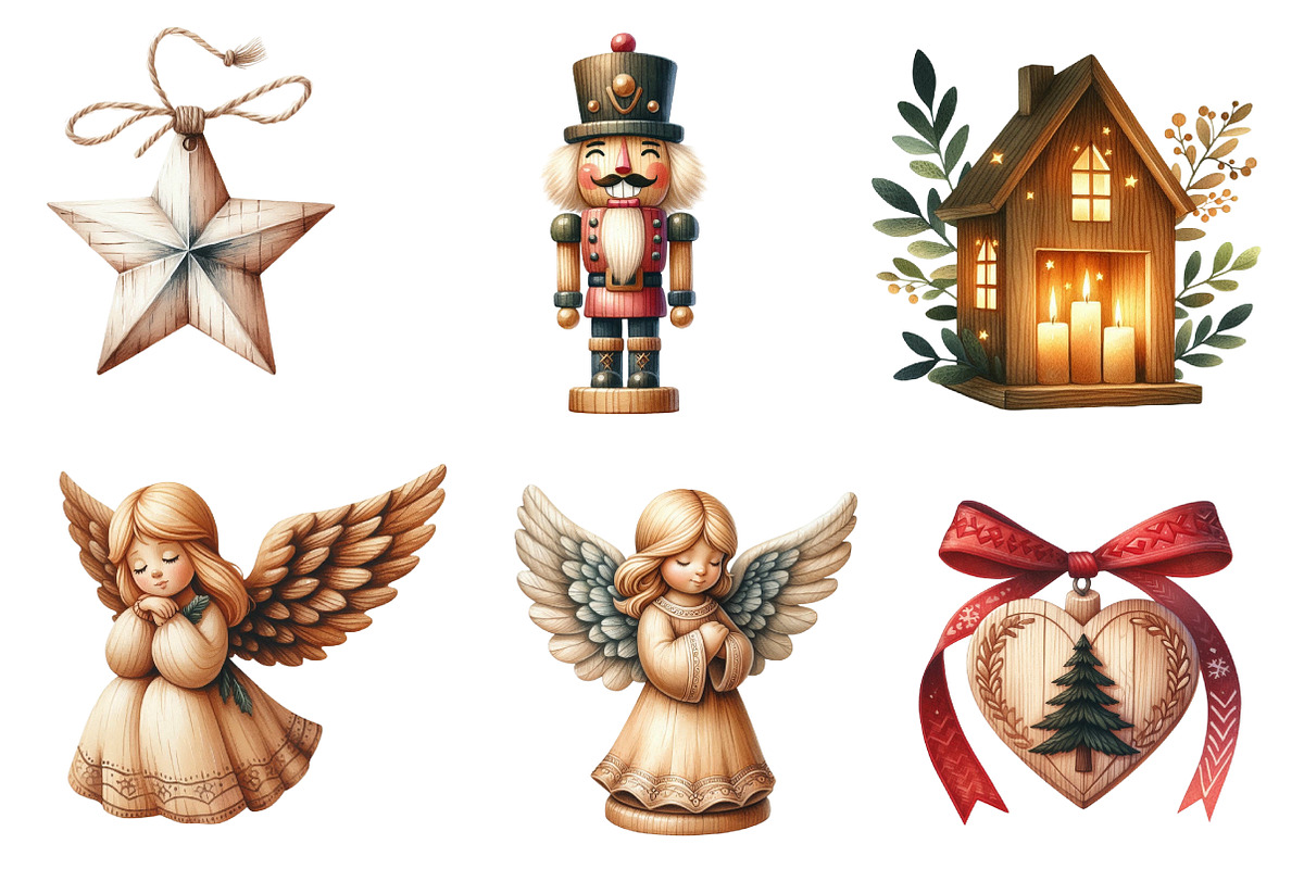 Wooden Christmas Clipart, an Illustration by CreationArt (Photo 5 of 5)