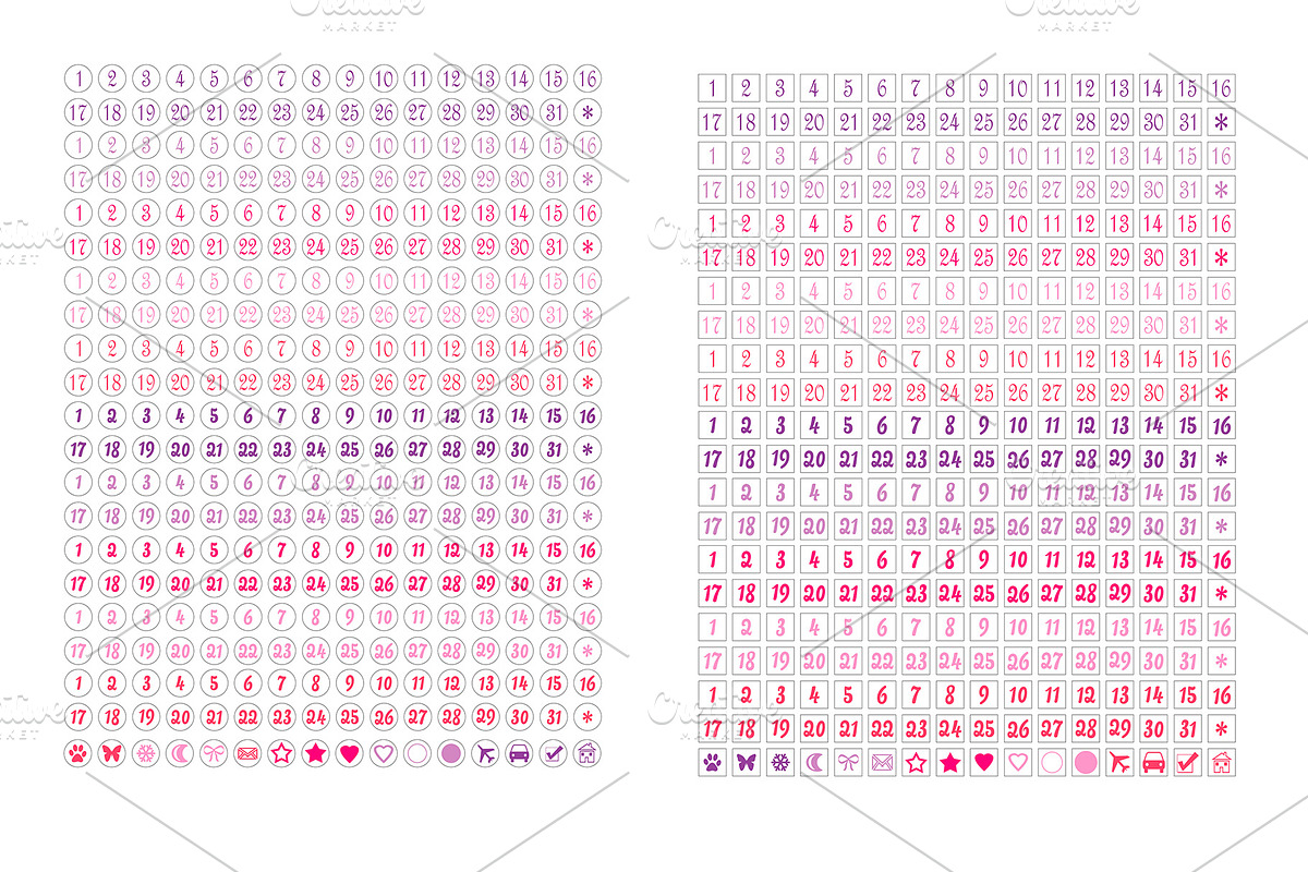 Date Number Planner Stickers, an Illustration by DigitalDesignAI (Photo 5 of 8)