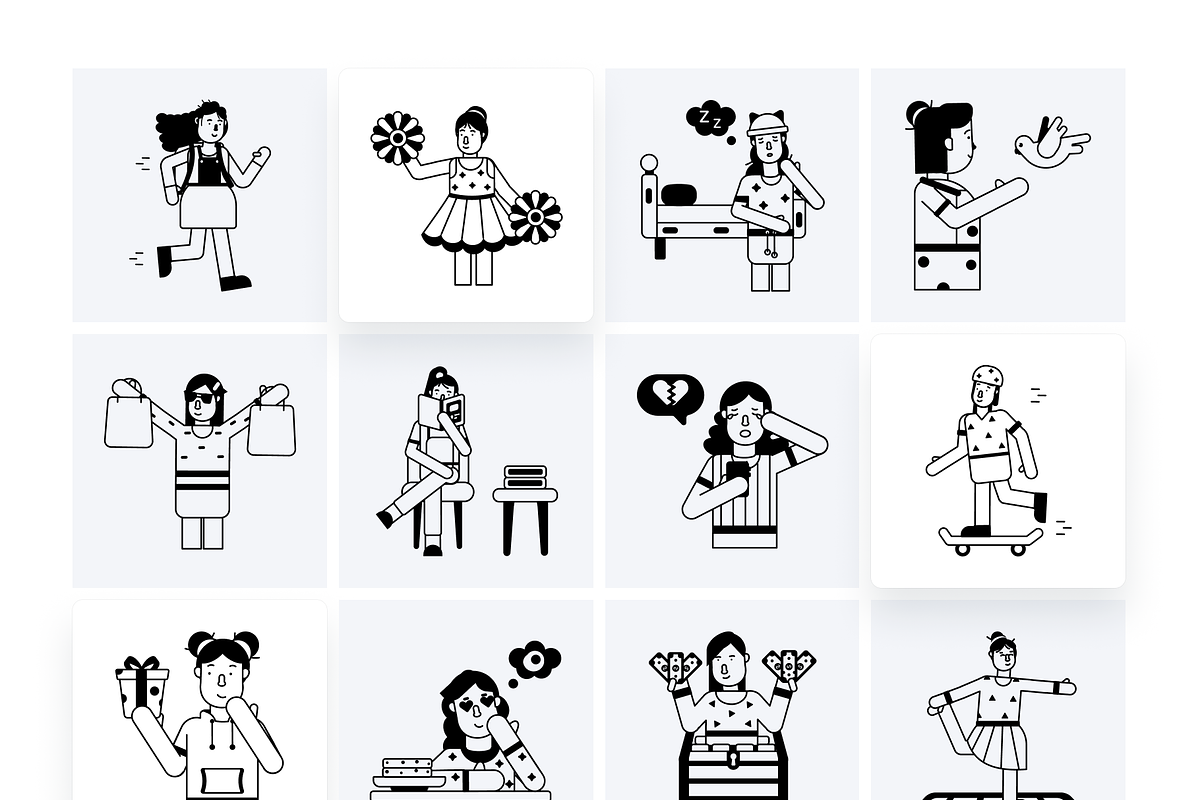 Animated Flat Girls Icons, a Duotone Icon by Prosymbols (Photo 8 of 10)